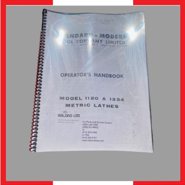 SM11201334MET MANUAL FOR METRIC MACHINE